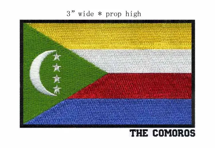 Вышитый войлочный флаг Коморских Островов переводит железо на пластыри 3