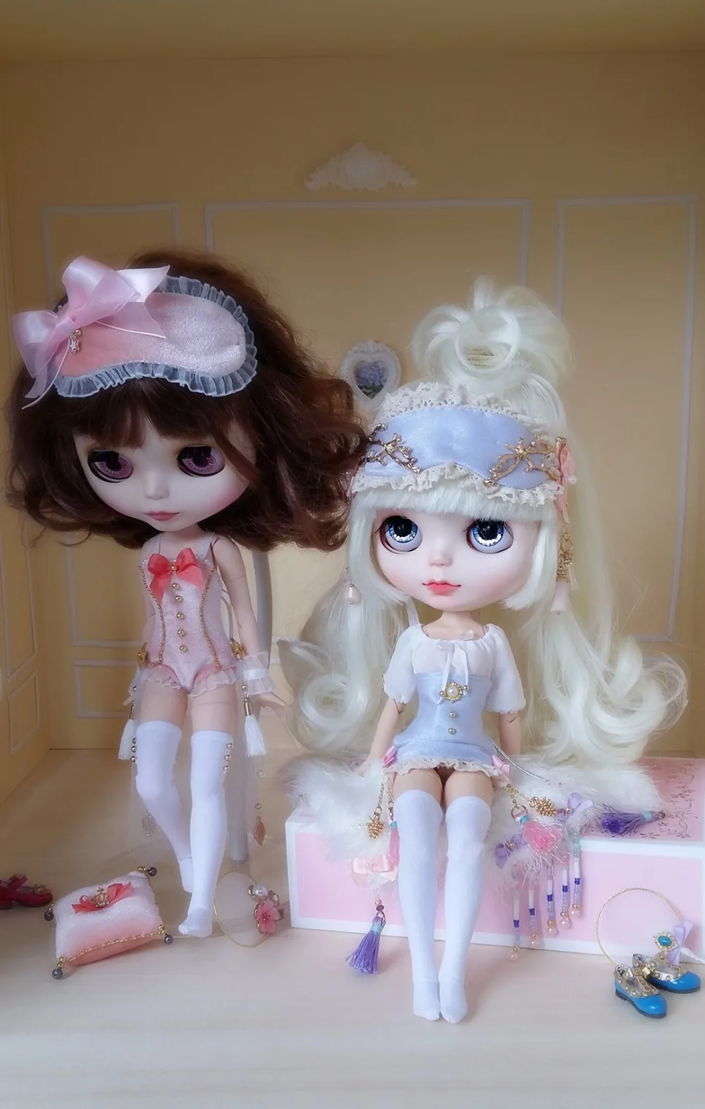 6 шт./компл. изысканное платье blyth куклы розовые кружевные колготки повязка на голову элегантный китайский веер для azone s, OB24 куклы аксессуары