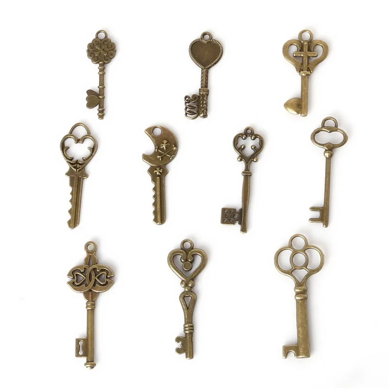 Металлическая винтажная подвеска для ключей 54 шт./лот античные бронзовые