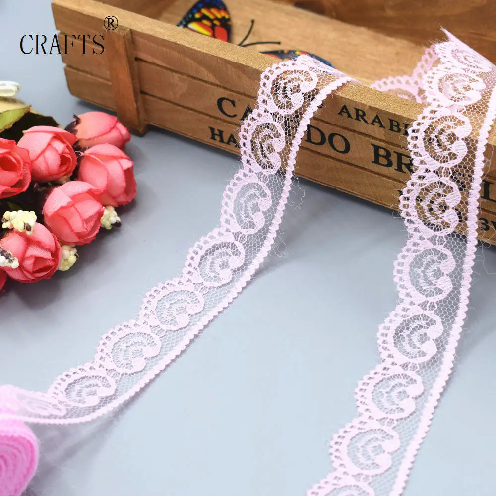 pink Новинка! 10 ярдов красивой кружевной ленты, шириной 2,2 см, DIY ювелирных изделий одежды/цветов и других аксессуаров - Цвет: pink