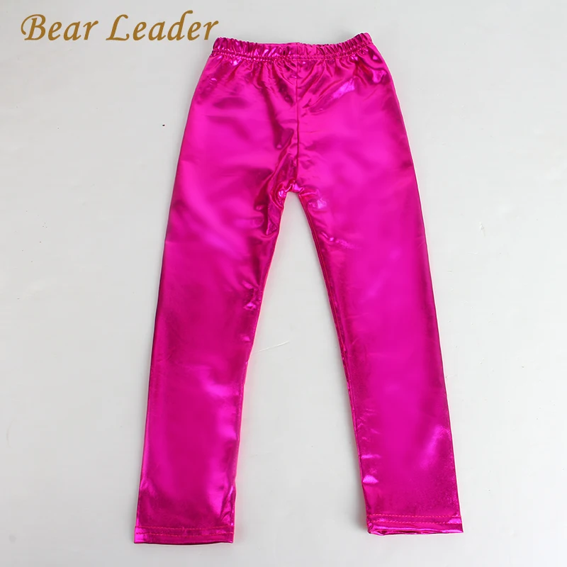 Bear Leader/ новые стильные осенние обтягивающие детские кожаные брюки для девочек леггинсы для маленьких девочек и мальчиков 4-8 лет, цвета: золотистый, черный, красный, серебристый