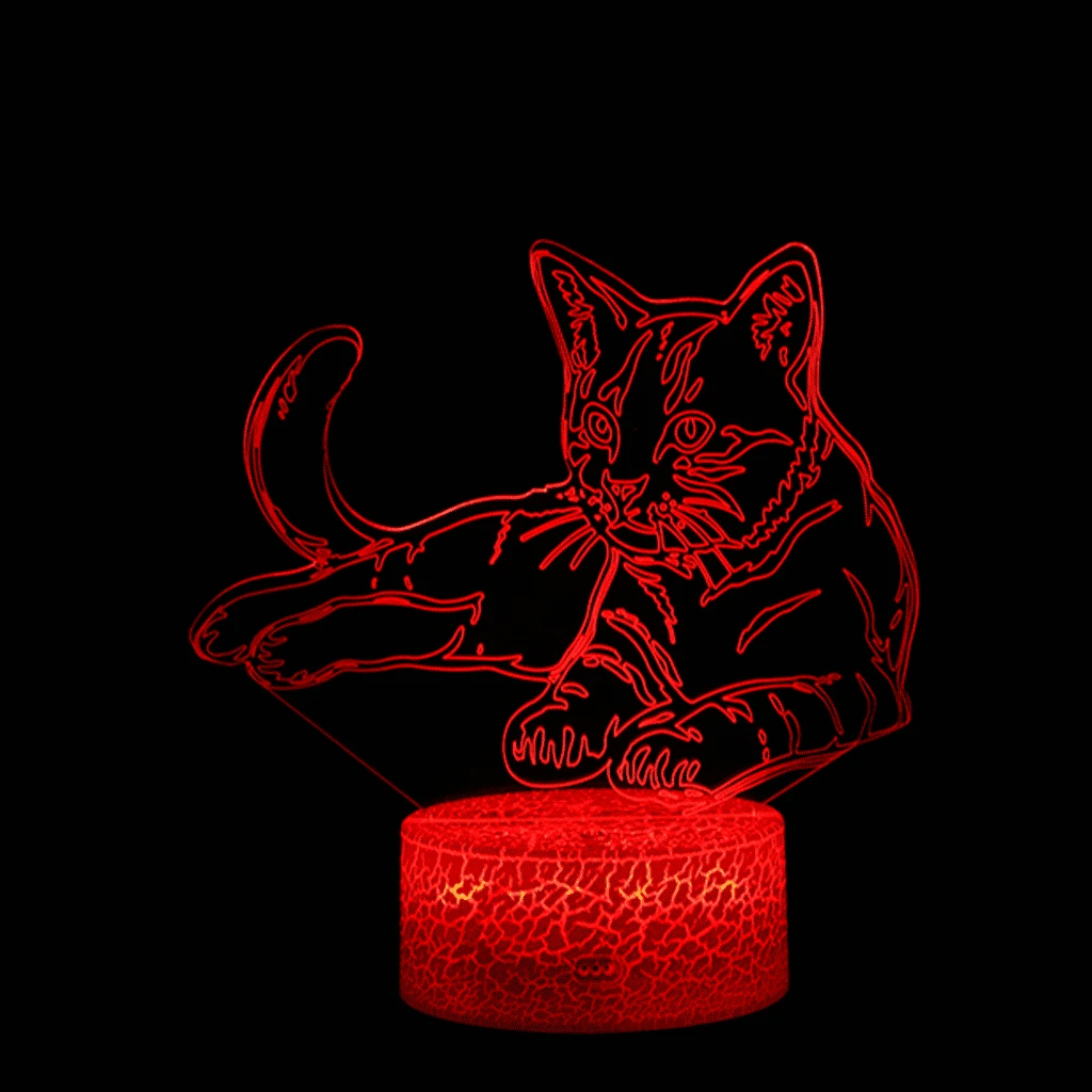 Кошка 3D ночник USB животное сменная лампа настроения светодиодный 7 цветов Иллюзия Настольная лампа с пультом дистанционного управления домашний декор игрушка подарок D#3