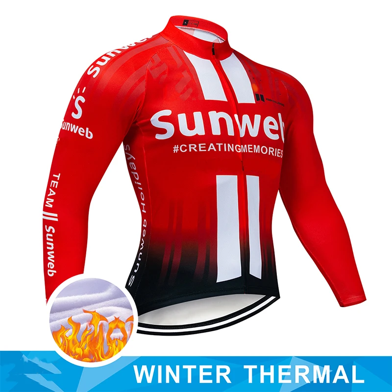 winter jersey Профессиональная Зимняя Теплая Флисовая длинная велосипедная майка 9D гелевая Подушка, набор мужских велосипедных штанов MTB Ropa Ciclismo Bi, одежда для велоспорта - Цвет: winter jersey