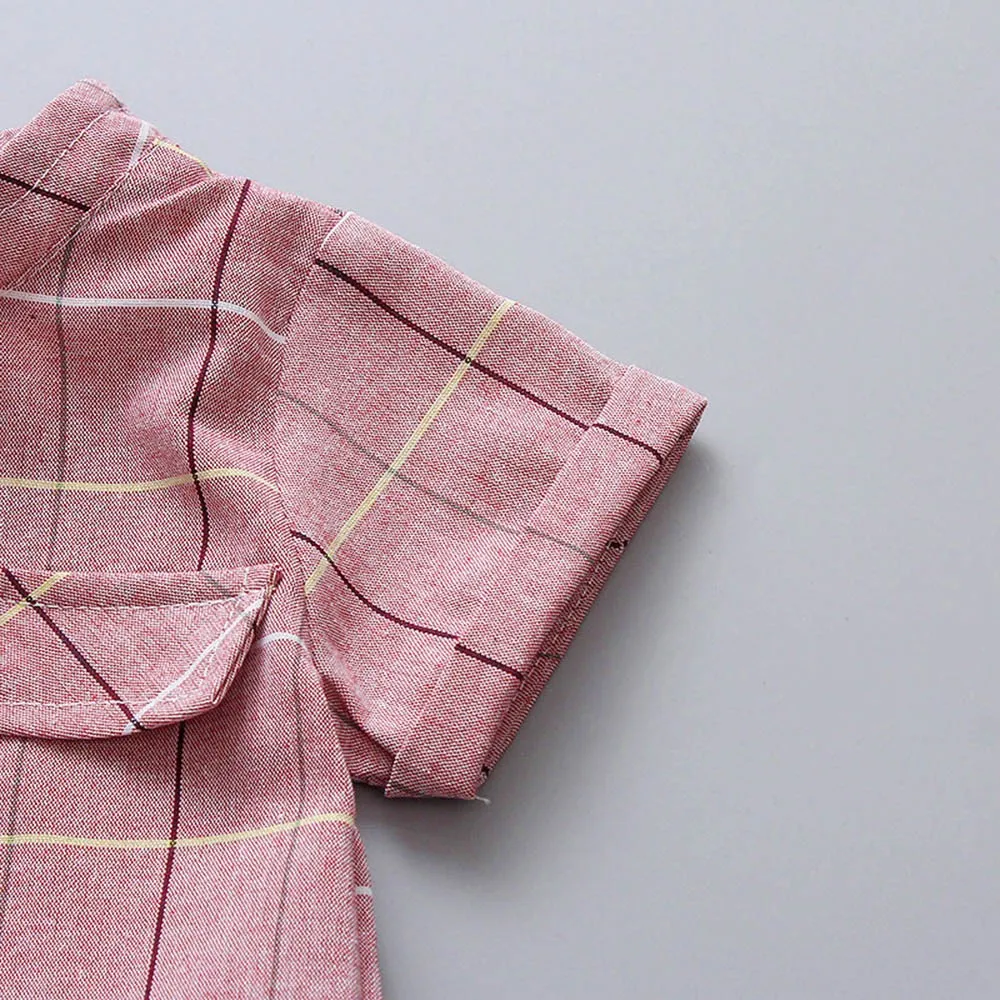 Комплекты летней одежды для маленьких мальчиков; Модная хлопковая рубашка в клетку для малышей; брюки; спортивные костюмы из 2 предметов для маленьких мальчиков; одежда для свадьбы