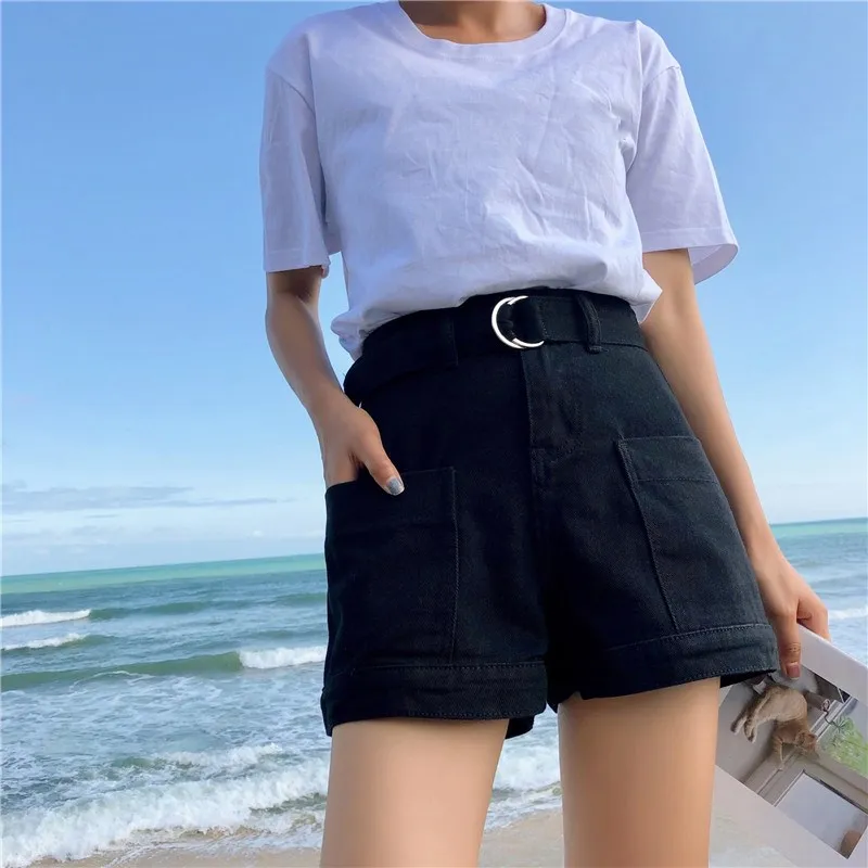 Женские джинсовые шорты с высокой талией повседневные карманами и 2019|Женские