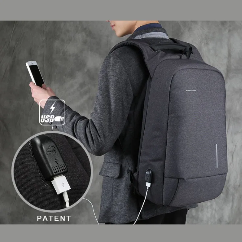 Противоугонный и usb зарядный порт рюкзак Противоскользящий модный полиэстер ноутбук/планшет ПК тележка