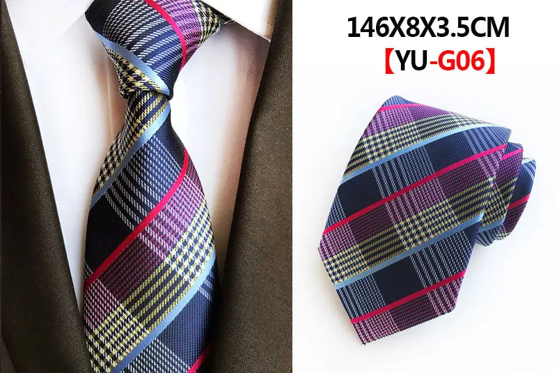 Classic 8cm Formal Tie Black Bule Striped Plaid Jacquard Necktie For Men Business Wedding Neckwear Gift Accessories Ties Gravata - Цвет: A06