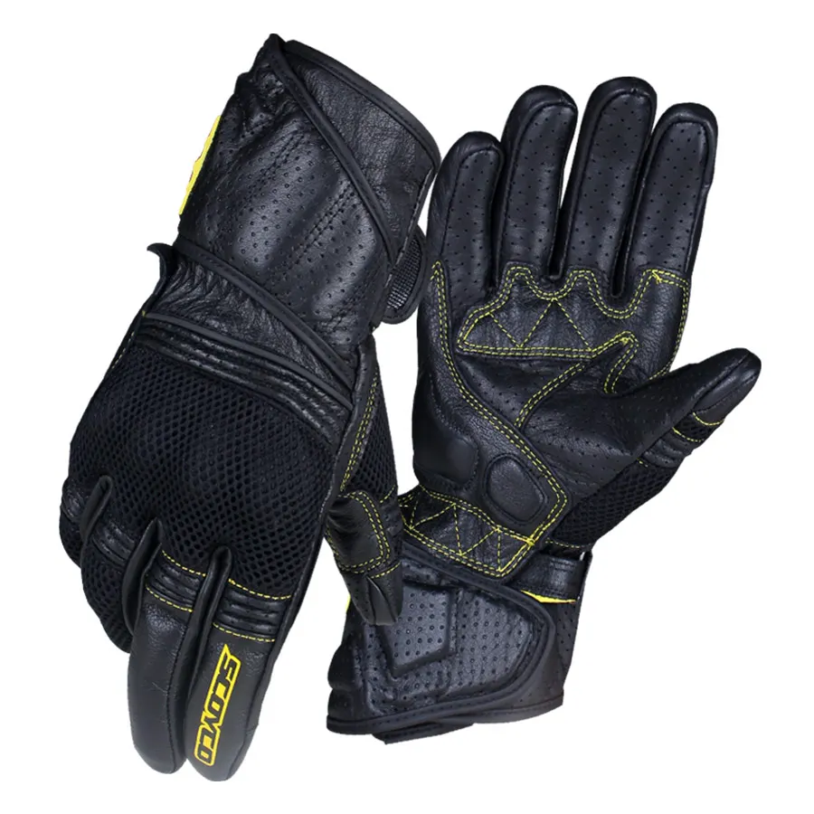 black gloves SCOYCO кожаные перчатки мото сетка ладонь защита лодыжки дышащие перчатки сенсорный экран натуральная кожа перчатки для верховой езды TG05 - Цвет: black gloves