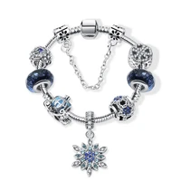 blue luxury diy crystal beads bracelets snake chain bangles silver plated charm bracelets for women friendship pulseras
