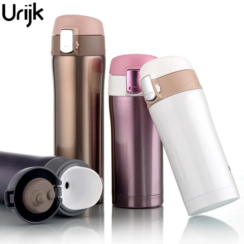 Urijk Thermos Mug Vacuum Cup Stainless Steel Car Bottle Insulated Tumbler Vehicle Spring Cap Water Bottles 2 Sizes | Дом и сад