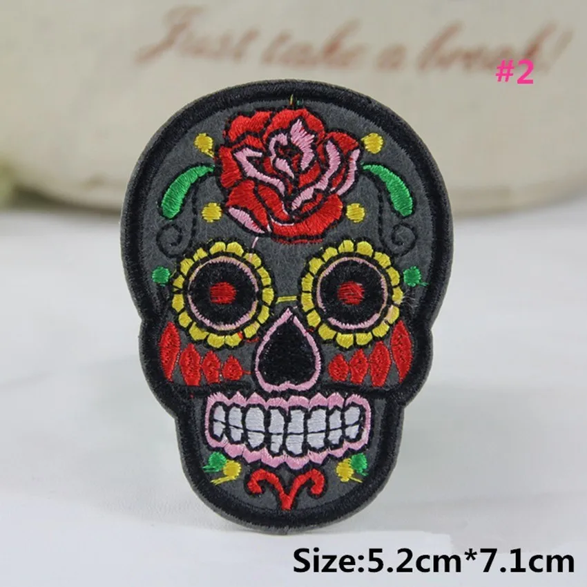 1 PCS RR3 1 шт. 5,2*7,1 см Скелет одежда с черепом вышитые железные нашивки для одежды DIY полосы мотив аппликации одежды значок@ RR - Цвет: 1 PCS RR3