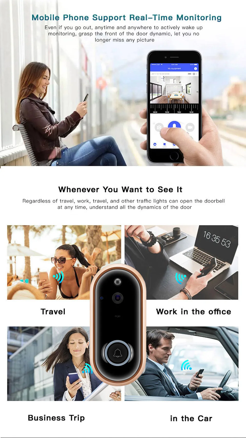 CDYCAM беспроводной WiFi видео дверной звонок 1080P HD Кольцо Дверной Звонок камера 2MP ночное видение двухстороннее аудио 2,4G телефон Дистанционное движение PIR
