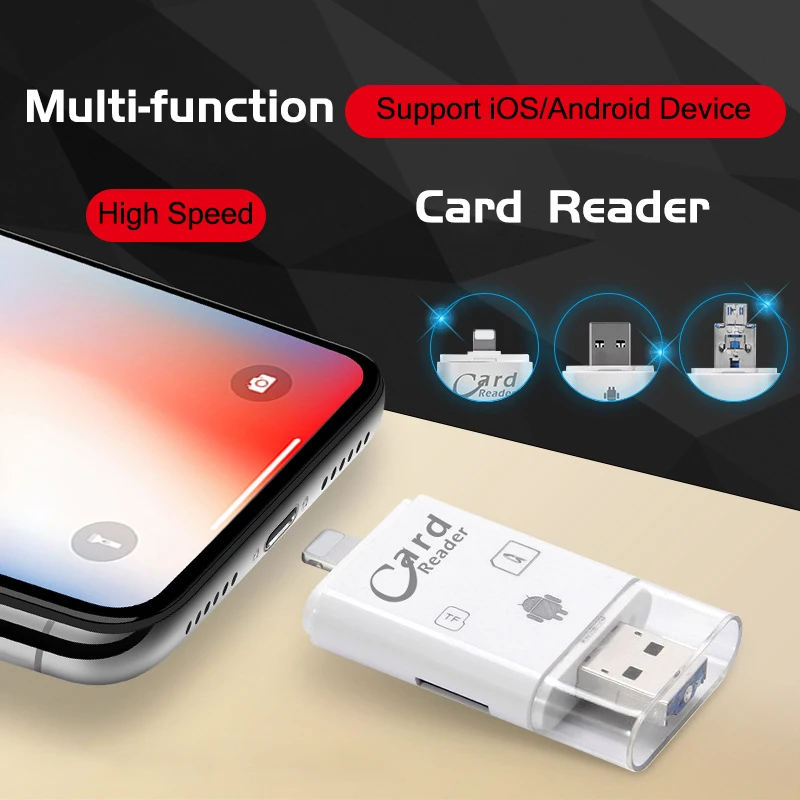 3 в 1 SD TF кардридер iOS Micro USB 2 0 Android мульти система совместимый адаптер портативный