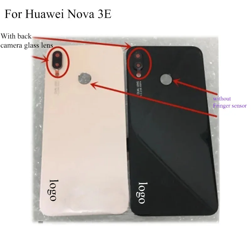 Для Huawei Nova 3E 3 E Nova3e Задняя крышка батареи чехол + задняя камера стеклянная линза