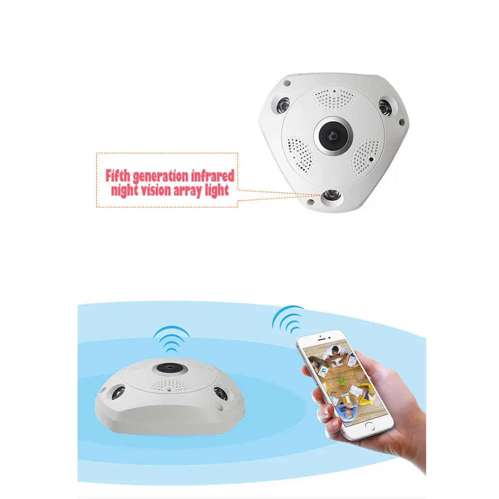 360 для панорамной съемки Камера 960 P Скрытая ИК Камера лампочка Wifi "рыбий глаз" крытая видеонаблюдения монитор оповещение при обнаружении Wi-Fi#20