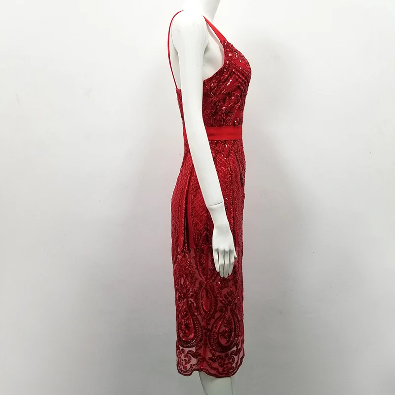 Женское Бандажное платье красное с блестками из вискозы | Женская одежда