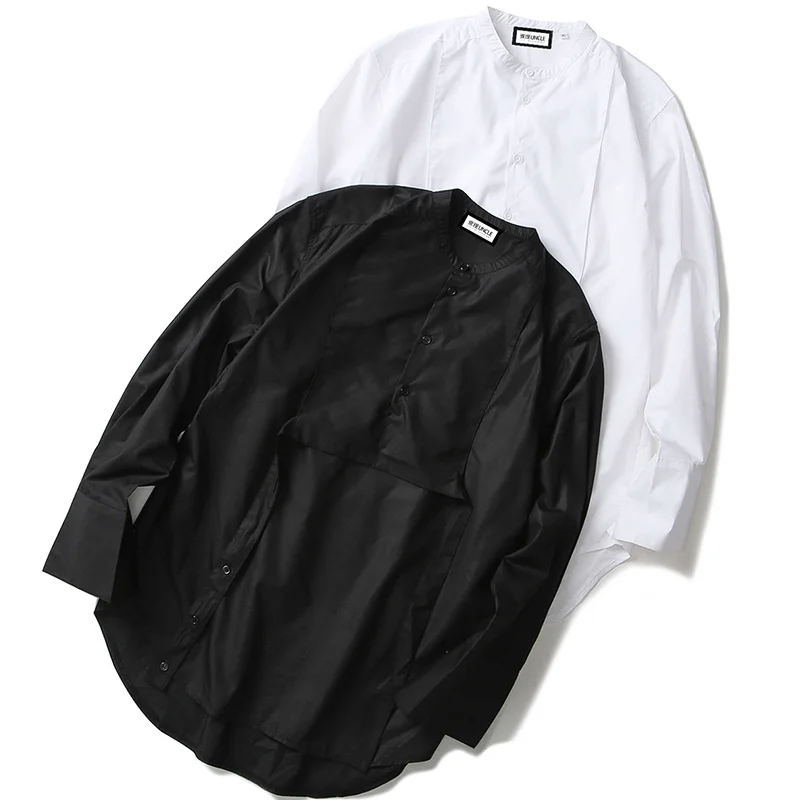 

Original design of men's pure color personality shirt long-sleeved shirt autumn thin round collar pullover. S-6XL