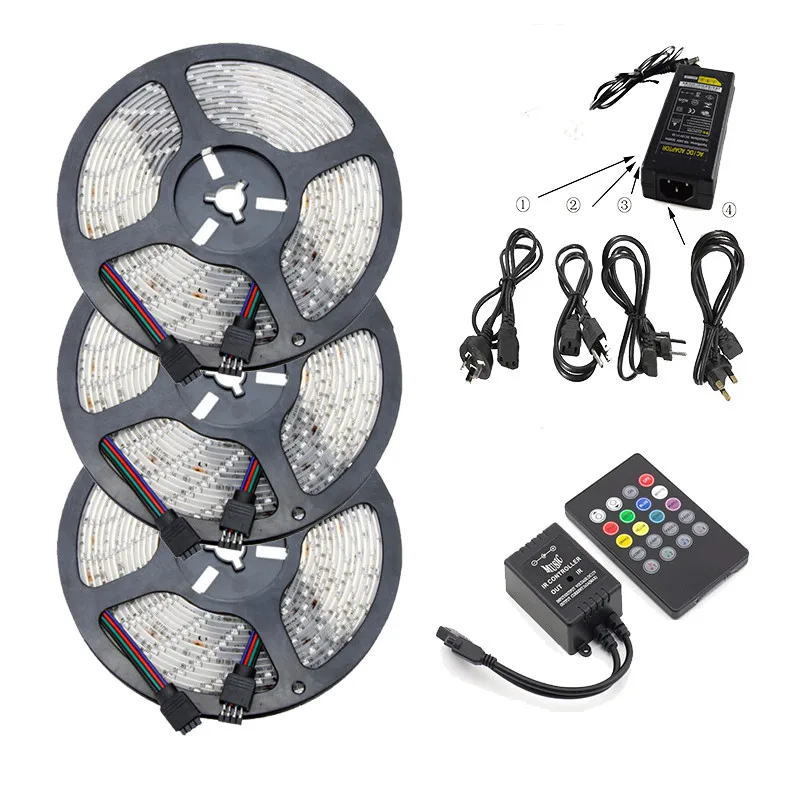 5 м 10 RGB Светодиодная лента 12 в музыкальный светодиодный контроллер 15