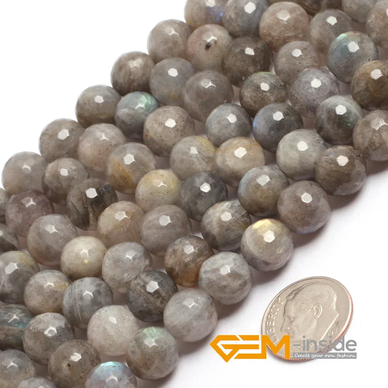 Круглый граненый бисер Лабрадорит Натуральный камень DIY свободный шарик для