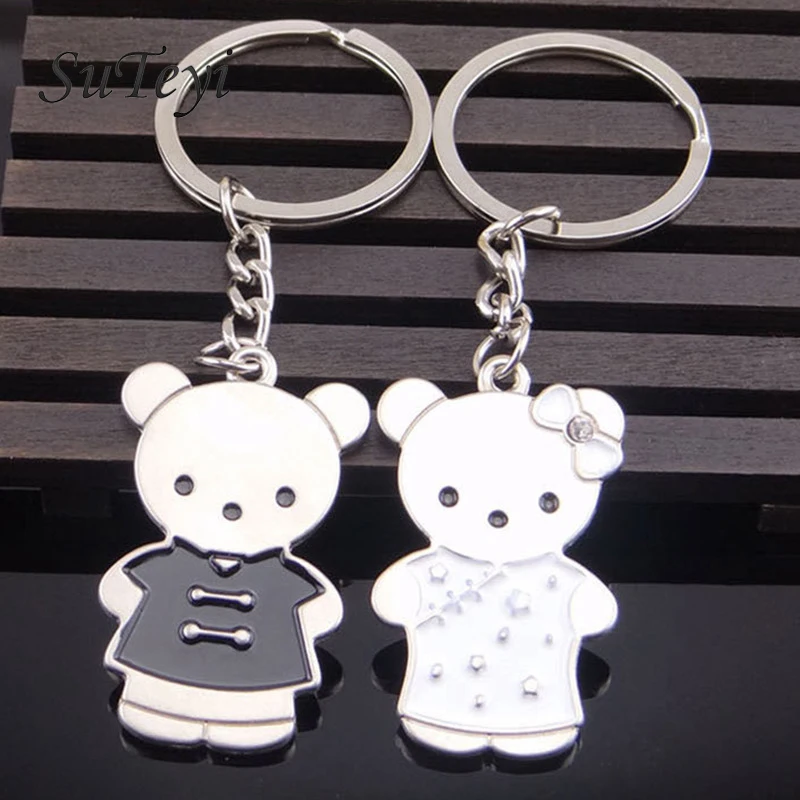 SUTEYI 1 пара милый мультяшный медведь брелоков Kawaii металлические Животные Подвески