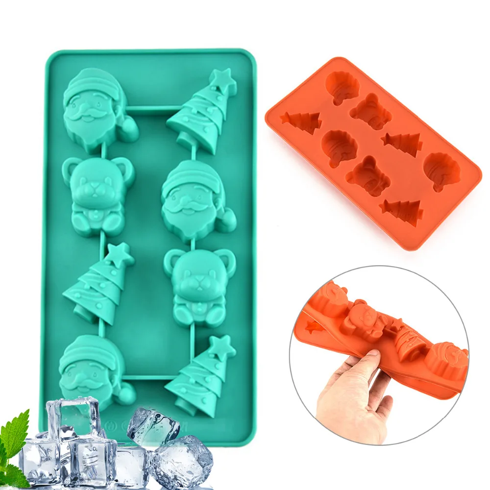 2 шт шоколадные формы силиконовые жесткие конфеты Санта Клаус медведь|Формы для