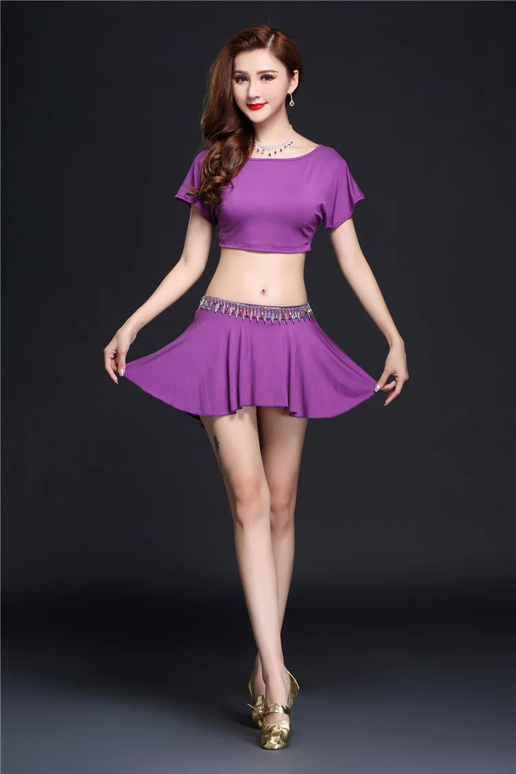 NEW Women Belly Dance Costume Practice Wear Oriental Bollywood Dancing Dress Top Skirt Belt Set Dance Wear Sexy For Adult