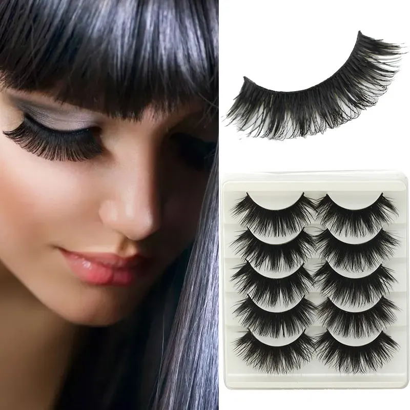 5 пар натуральных длинных накладных ресниц ручной работы Толстые Накладные