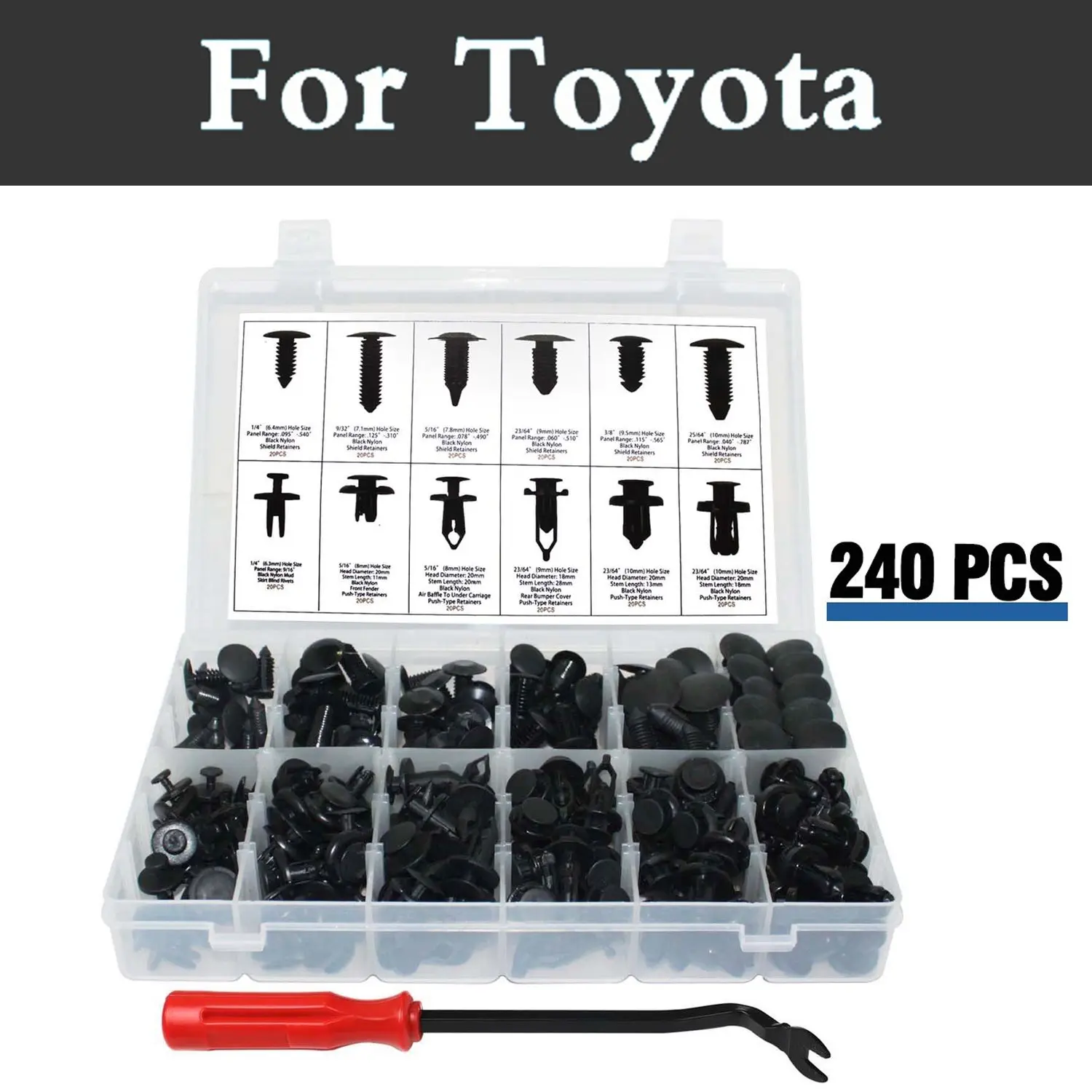 Пластиковый чехол для Toyota Prius C Probox Progres Pronard Rav 4 Rush Sai комплект фиксаторов типа Push 12