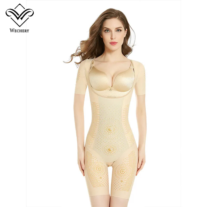 Skin Wechery женские биндеры и Корректирующее белье полная длина боди для похудения Корректирующее белье 3XL размера плюс пояс сексуальный цветочный Корректирующее белье - Цвет: Skin