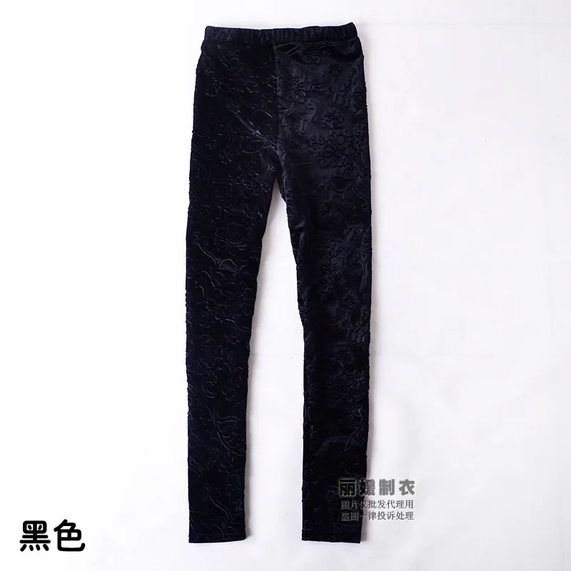 2014 Women's Spring and Autumn explosion models big yards Korea wholesale gold embossed velvet leggings fashion nine feet pants | Женская