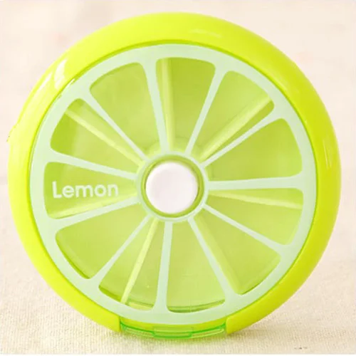 Lemon Новинка, еженедельная вращающаяся коробка для таблеток, Дорожный Чехол для таблеток, органайзер для таблеток, переносная коробка для лекарств, контейнер для таблеток, фруктовый цвет - Цвет: Lemon
