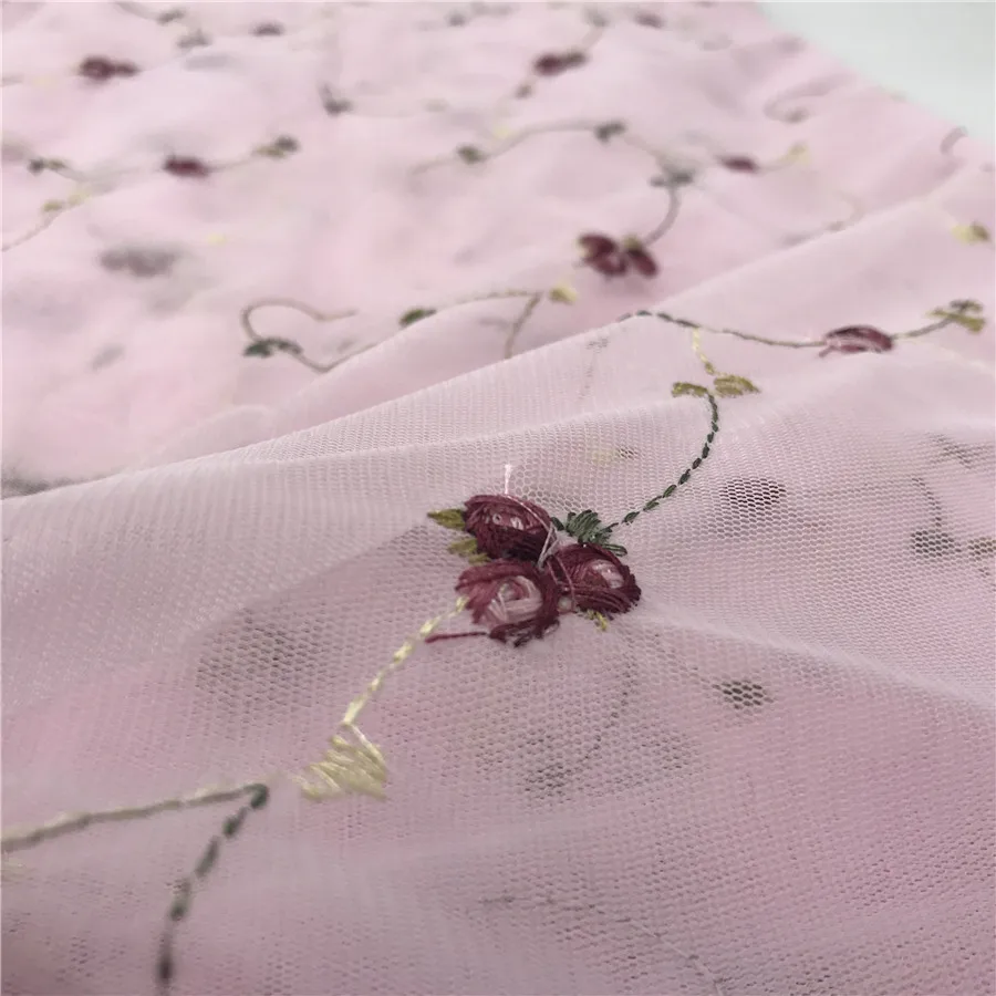 Baby Pink Color African French Lace Fabric High Quality Tulle For Wedding Nigerian 5 Yards | Дом и сад