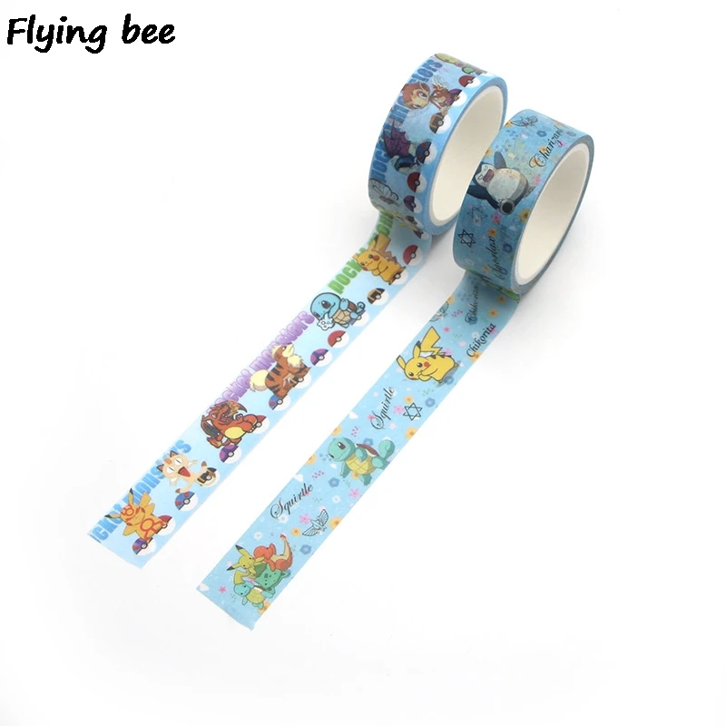 Flyingbee 15 мм X 5 м Бумага васи клейкие ленты Пикачу милый клейкая лента DIY Скрапбукинг наклейка этикетка маскирующая лента X0317