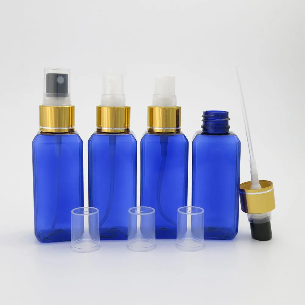 100 X 50ML Cobalt Blue PET Bottle Empty Refillable Spray Perfume Bottle Cosmetic Container Packaging
