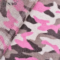 junao 2440cm pink camouflage self adhesive glass rhinestone fabric trim crystal sheet diamond mesh beads appliques banding