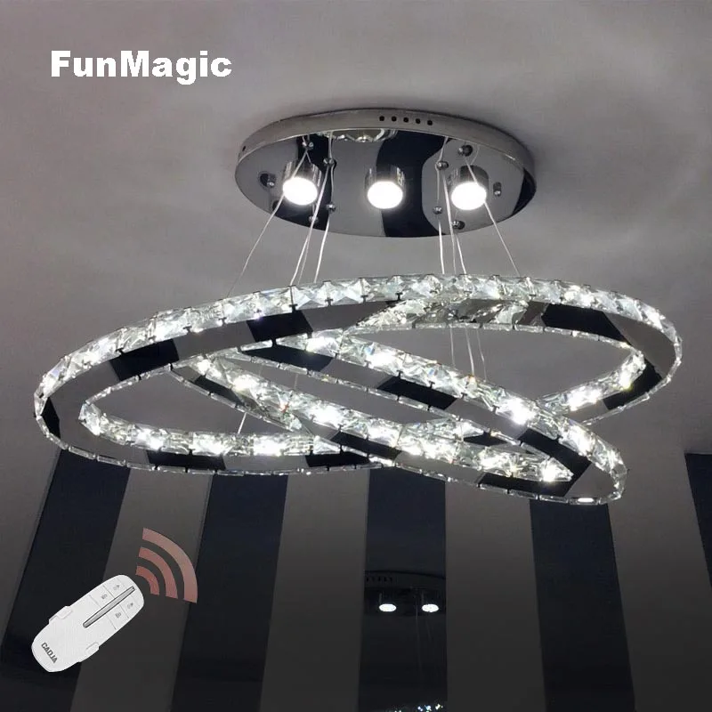 

Romantic Modern LED Crystal Ceiling Chandelier Light Oval 2 Rings Bedroom Lighting Living Room Dining Room Fixture Pendant Lamp