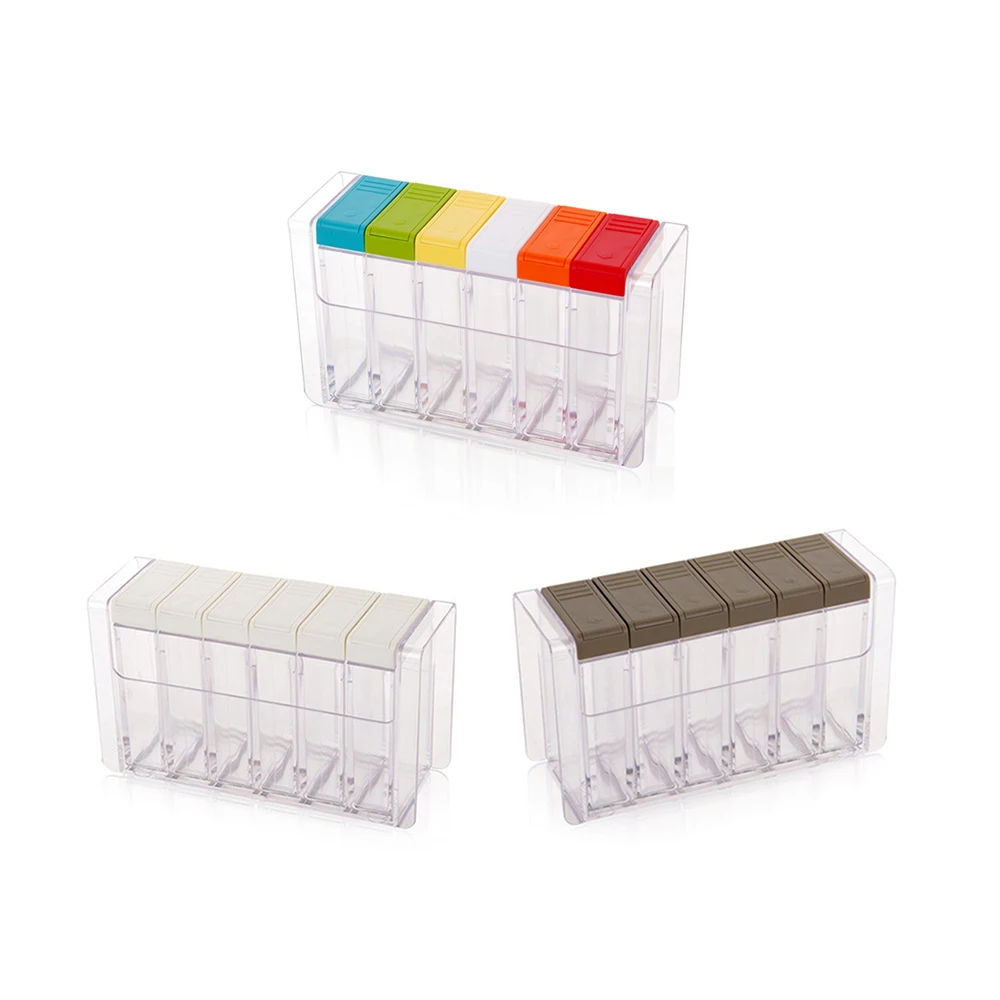 

6pcs/set Kitchen Bottles Transparent Russia flavor Spice jar seasoning jar condiment box acrylic seasoning Box Storage Box Cruet