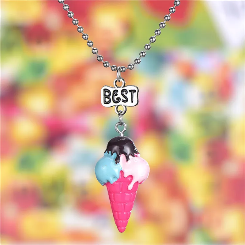 2 шт./компл. подвеска с радужным мороженым Best Friends BFF ожерелье для женщин детей