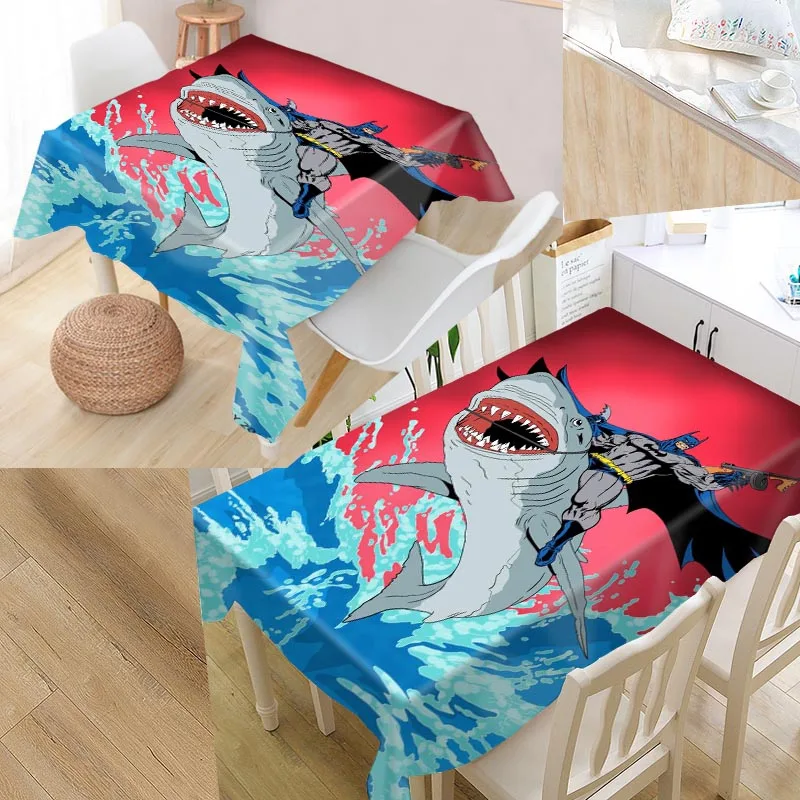 

Cartoon Shark Art Custom Table Cloth Oxford Print Rectangular Waterproof Oilproof Table Cover Square Wedding Tablecloth P~