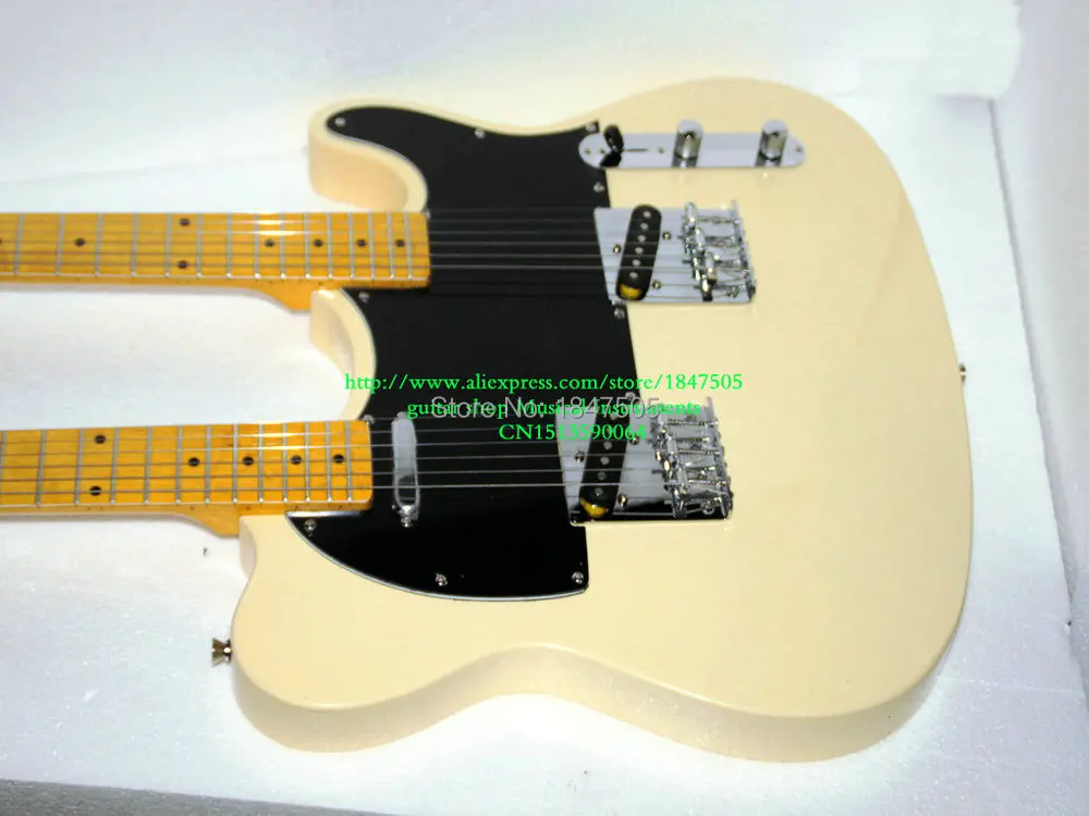 Custom Shop Крем двойной шеи электрическая гитара с кленовым грифом