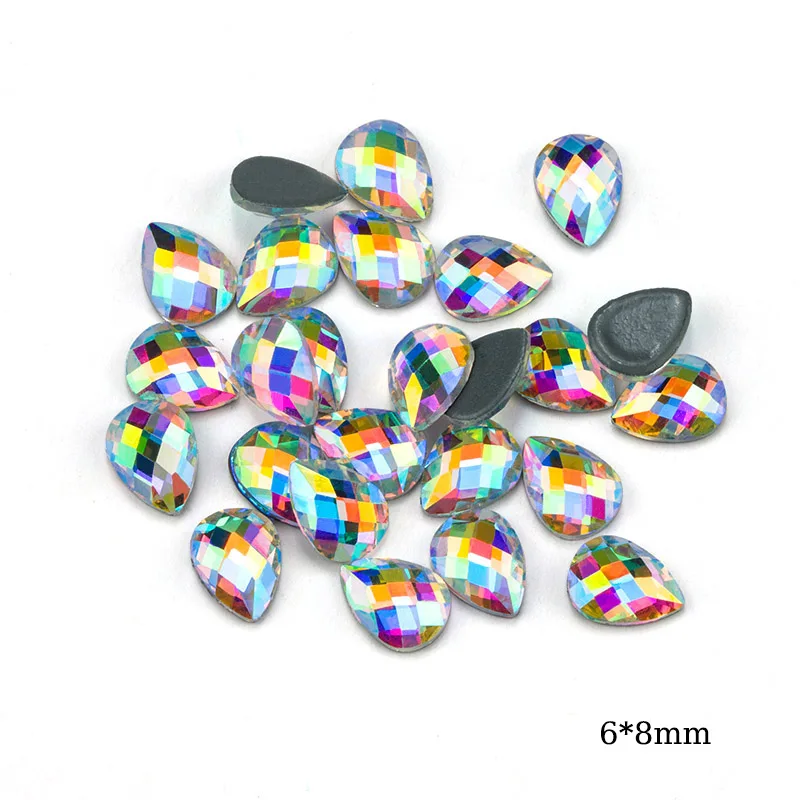 6x8mm dr Qiao исправление горный хрусталь различной формы смесь кристаллов стекло кристалл AB плоское дно железо на камне - Цвет: 6x8mm dr