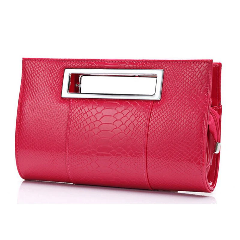 hot pink Горячее предложение! Распродажа! женская сумка из искусственной кожи аллигатора, известный бренд, женские вечерние сумки, сумка-клатч на плечо с ремнем B90 - Цвет: hot pink