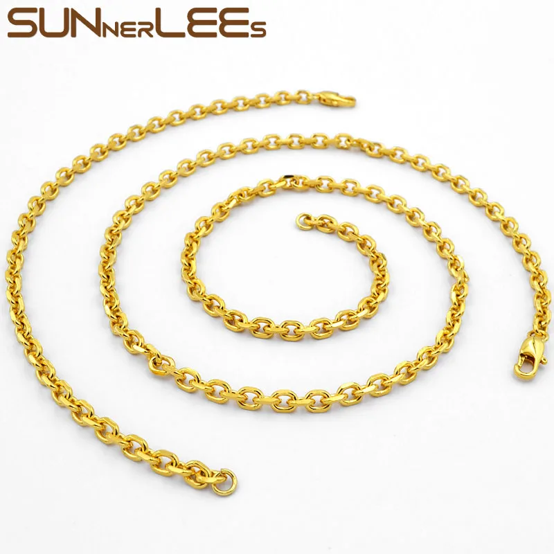 SUNNERLEES модные ювелирные изделия золотого цвета ожерелье браслет набор 6 мм