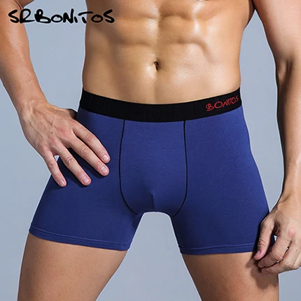 B2 Blue black Pouplar, Брендовые мужские боксеры, хлопковое сексуальное нижнее белье, мужские боксеры, мужские трусы, гей трусы, шорты для мужчин, s U выпуклый мешочек, нижнее белье, боксеры - Цвет: B2 Blue black