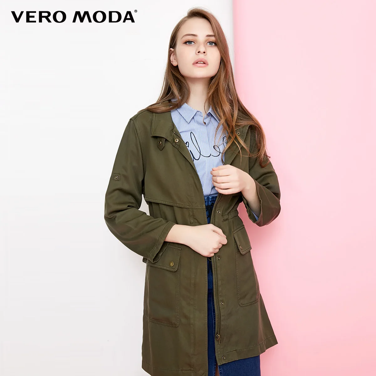 Safari Vero Moda Женский Тренч средней длины с завязками на талии | 318321543 - Цвет: Safari