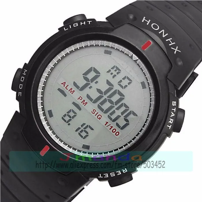 100 шт./лот HONHX 9040 черный ремешок цифровые часы цветной номер силиконовые мужские часы обертывание спортивные часы для мужчин оптом часы