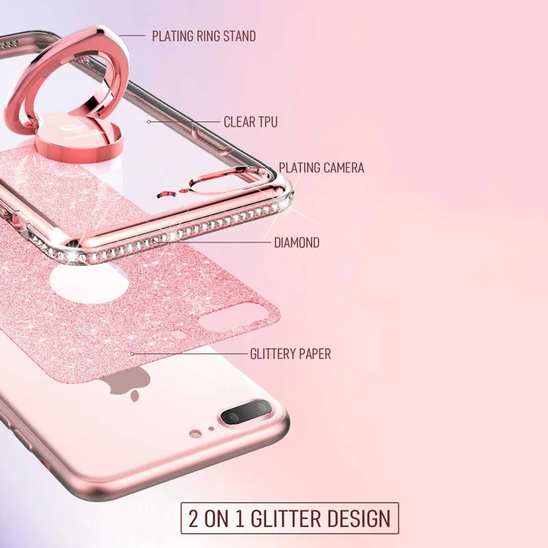 Милый чехол для iphone 7 plus роскошный в форме сердца с подставкой и ремешком