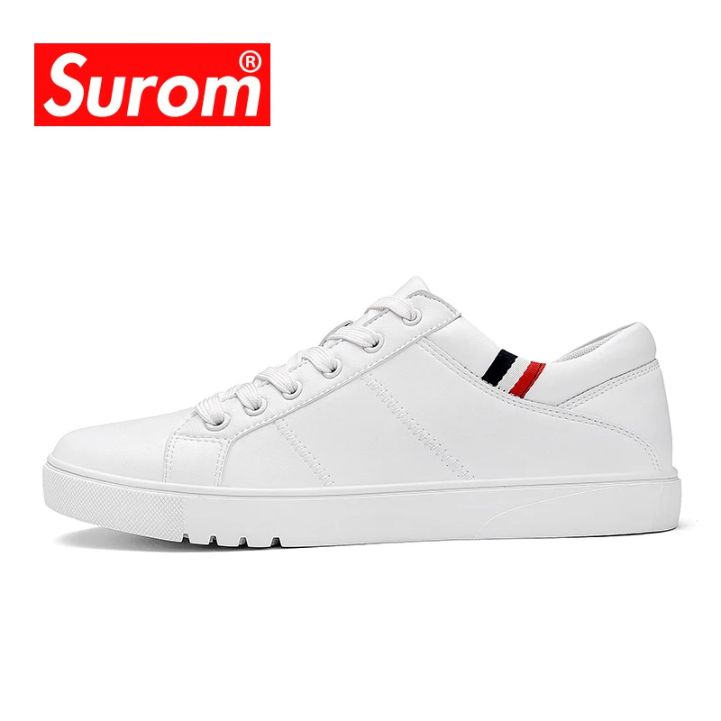 Мужские классические кожаные туфли SUROM белые вулканизированные для отдыха