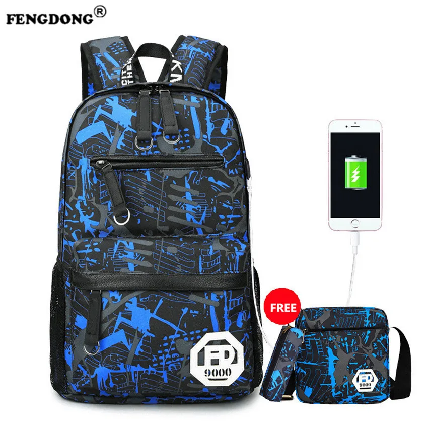 Fengdong мужской рюкзак для подростков ноутбук backbag молодежи Водонепроницаемый