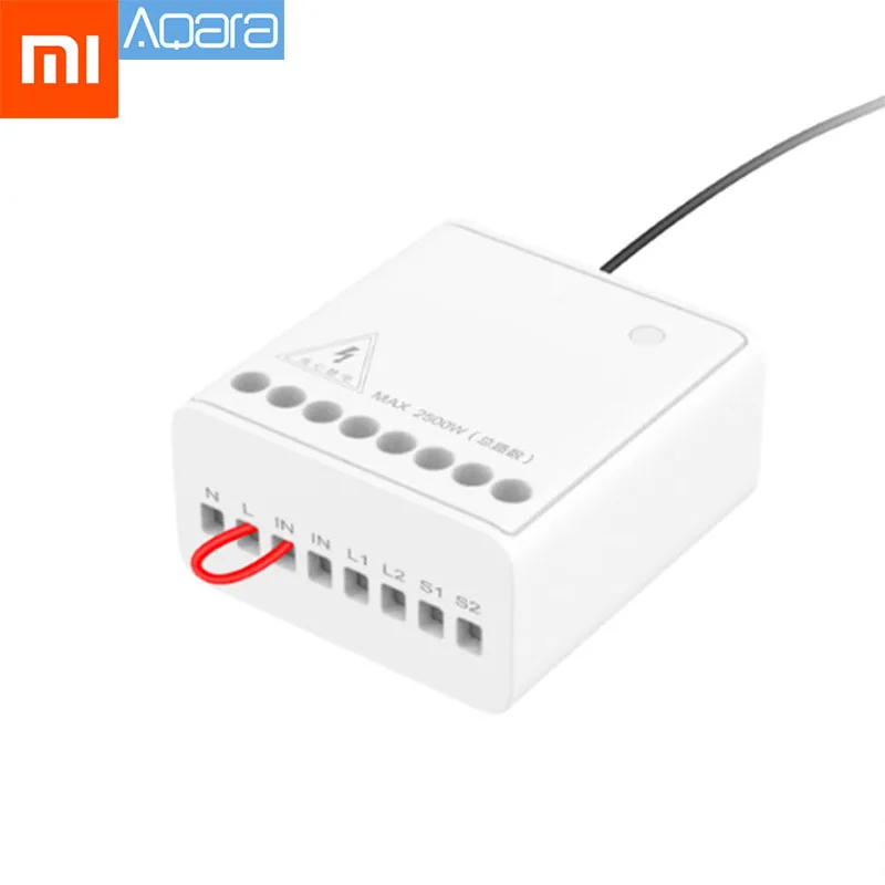 Двухполосный модуль управления Xiaomi Mijia Aqara, беспроводной релейный контроллер, 2 канала, работает для приложения Mijia и домашнего комплекта